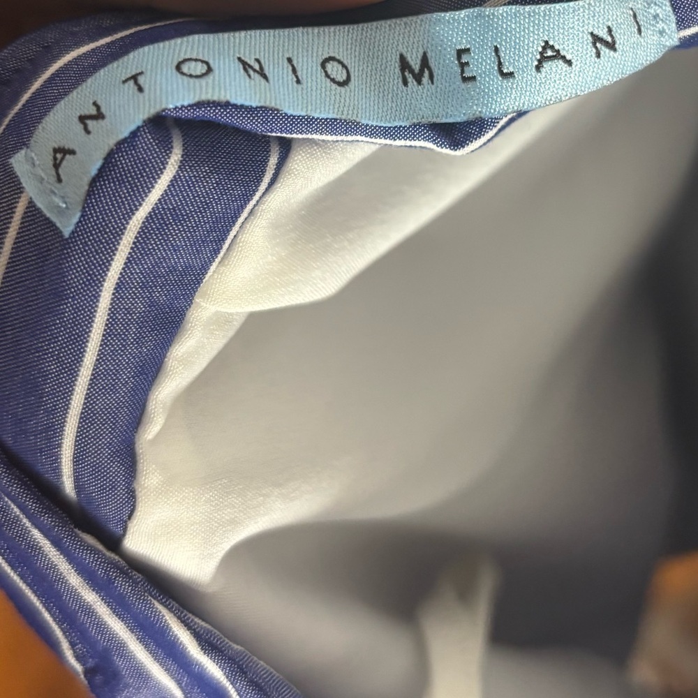 Antonio Melani Blue Striped Ruched Midi Skirt – Size 8 - Picture 4 of 4